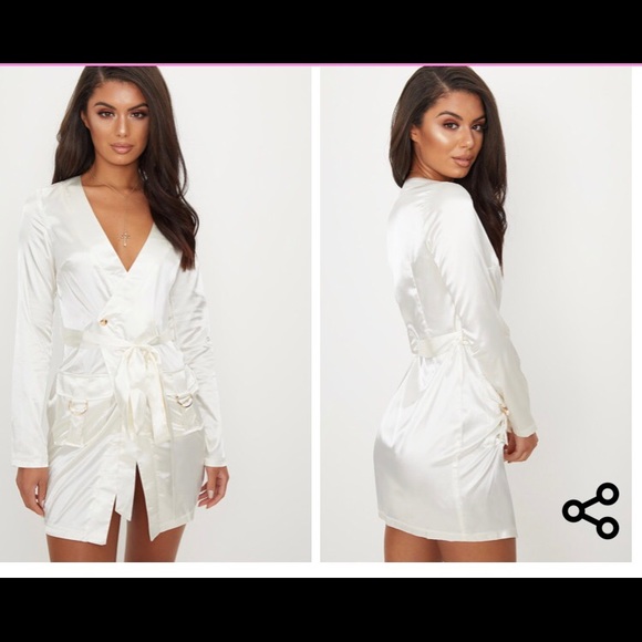 satin white wrap dress